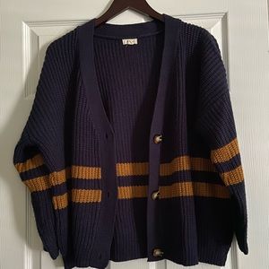 NWOT Dark blue and gold sweater